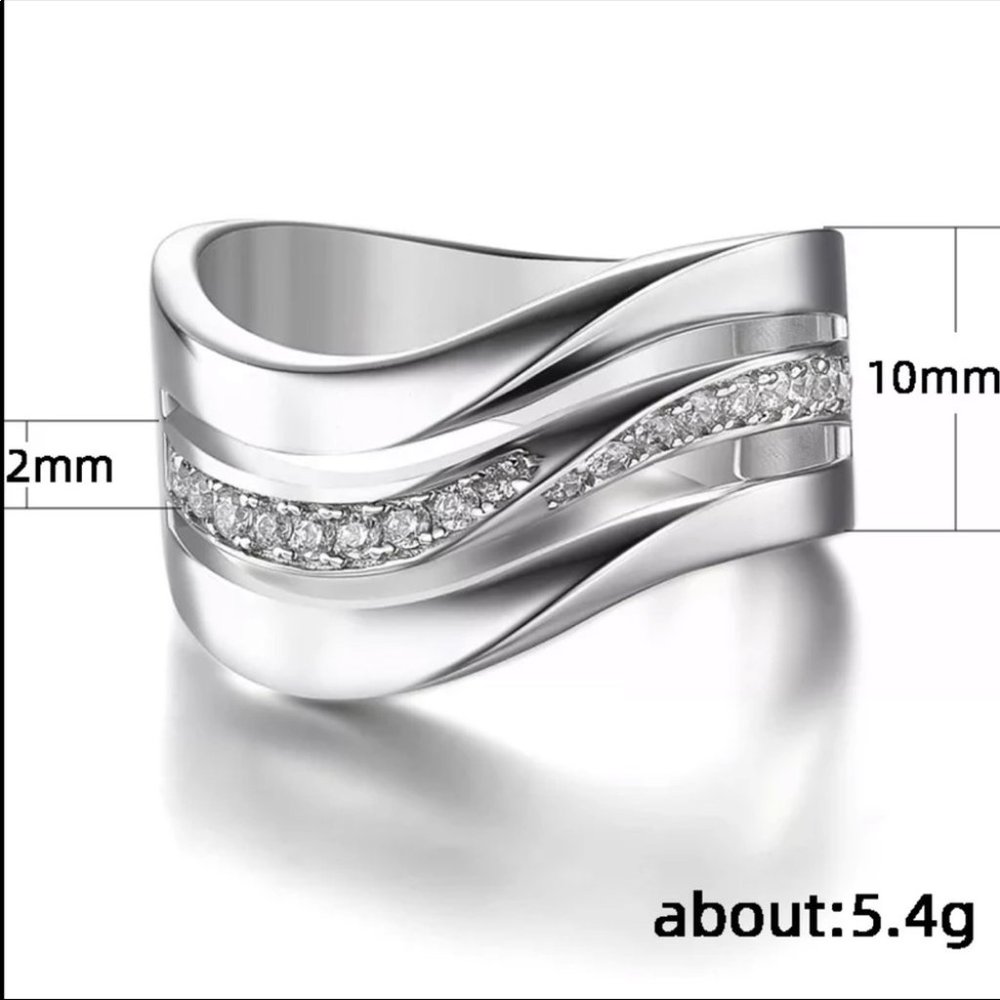 Luxury Unisex New 925 Silver Party Diamond Ring - Picture 4 of 6